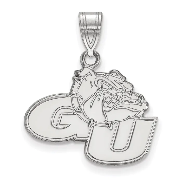 Sterling Silver Rhodiumplated LogoArt Gonzaga University GU Bulldog Medium Pendant TreasureFineJewelers Necklaces