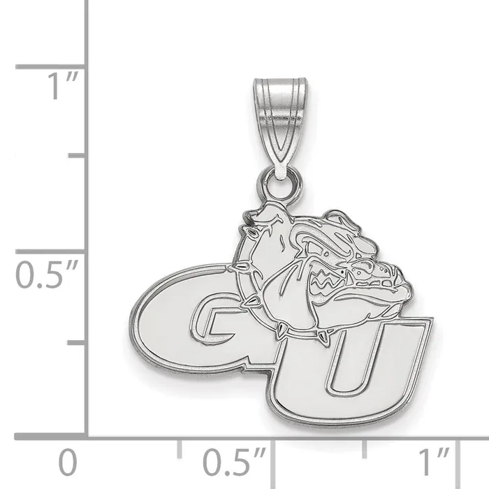 Sterling Silver Rhodiumplated LogoArt Gonzaga University GU Bulldog Medium Pendant TreasureFineJewelers Necklaces