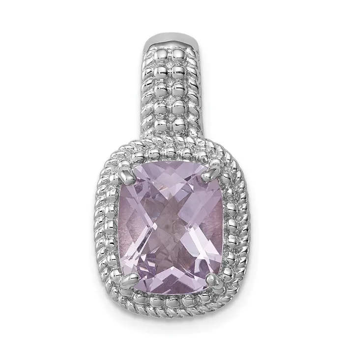 Sterling Silver Rhodiumplated Pink Quartz Pendant TreasureFineJewelers Necklaces