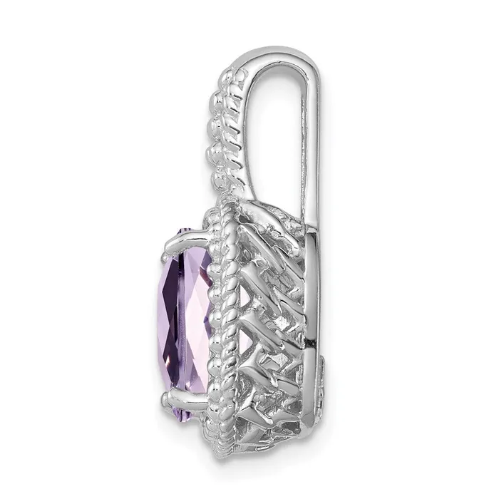 Sterling Silver Rhodiumplated Pink Quartz Pendant TreasureFineJewelers Necklaces