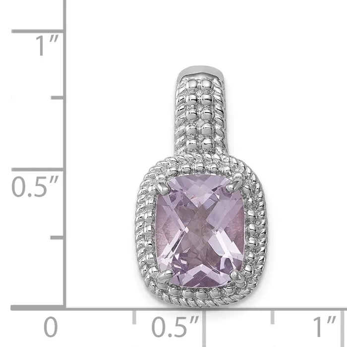 Sterling Silver Rhodiumplated Pink Quartz Pendant TreasureFineJewelers Necklaces