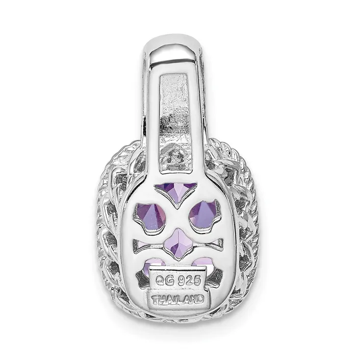 Sterling Silver Rhodiumplated Pink Quartz Pendant TreasureFineJewelers Necklaces