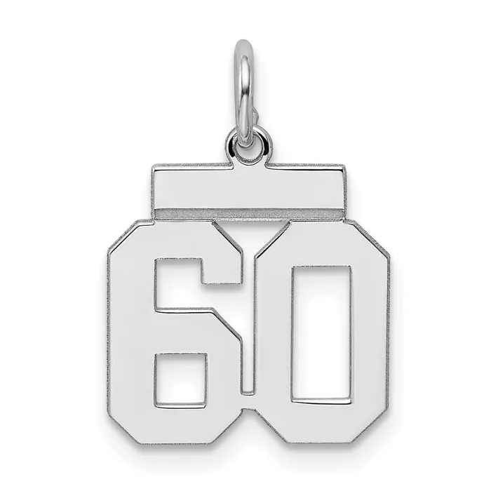 Sterling SilverRhodiumplated Polished Number 60 Charm TreasureFineJewelers Rings
