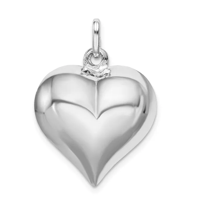 Sterling Silver Rhodiumplated Puffed Heart Pendant TreasureFineJewelers Necklaces Sterling Silver Rhodiumplated Puffed Heart Pendant TreasureFineJewelers Necklaces