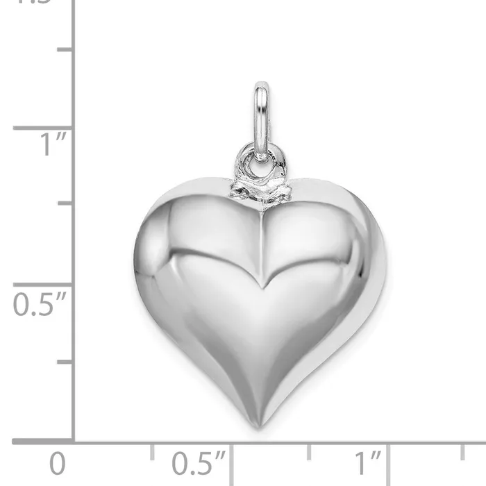 Sterling Silver Rhodiumplated Puffed Heart Pendant TreasureFineJewelers Necklaces