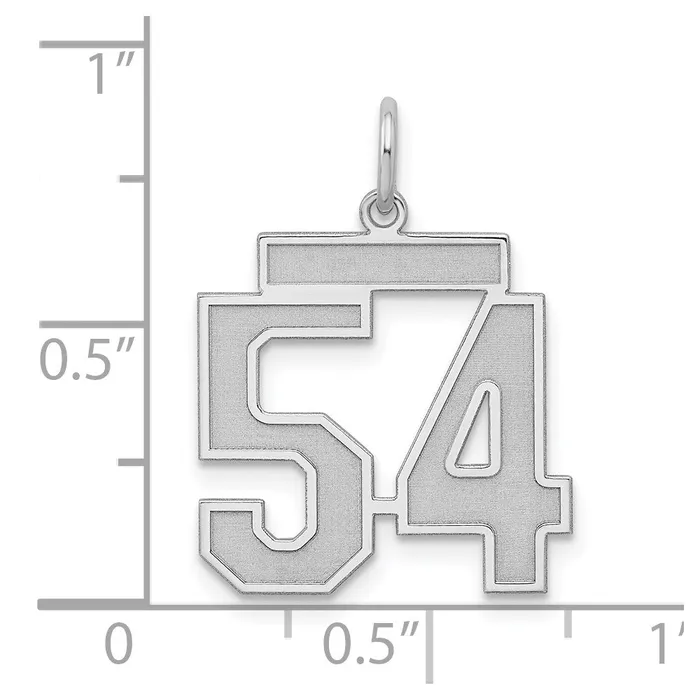 Sterling SilverRhodiumplated Satin Number 54 Charm TreasureFineJewelers Rings