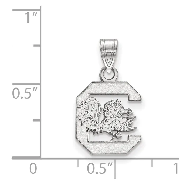 Sterling Silver Rhodiumplated University of South Carolina Small Pendant TreasureFineJewelers Necklaces
