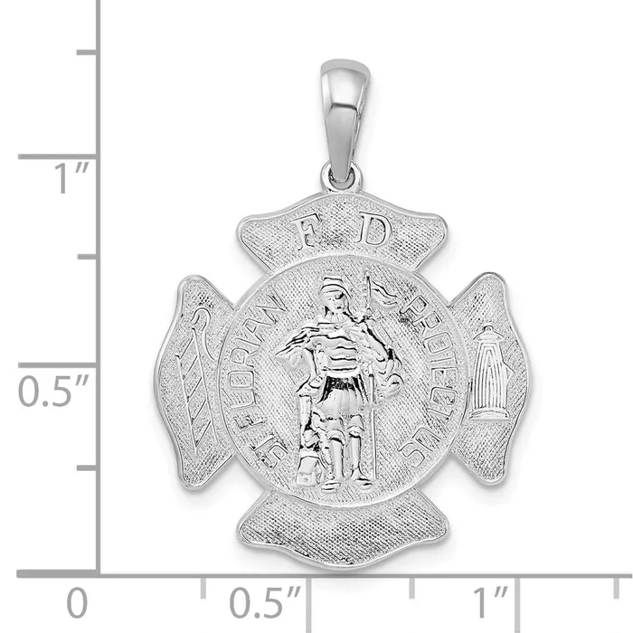 Sterling Silver St Florian Fire Dept Medal Pendant TreasureFineJewelers Necklaces