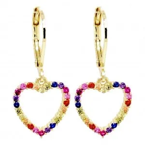Surgical steel rainbow heart earrings Perfect Piercing Earrings