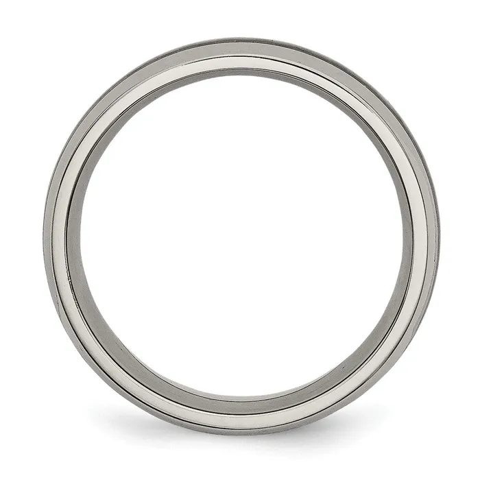 Titanium Polished wBlack Carbon Fiber Inlay 8mm Band TreasureFineJewelers Rings