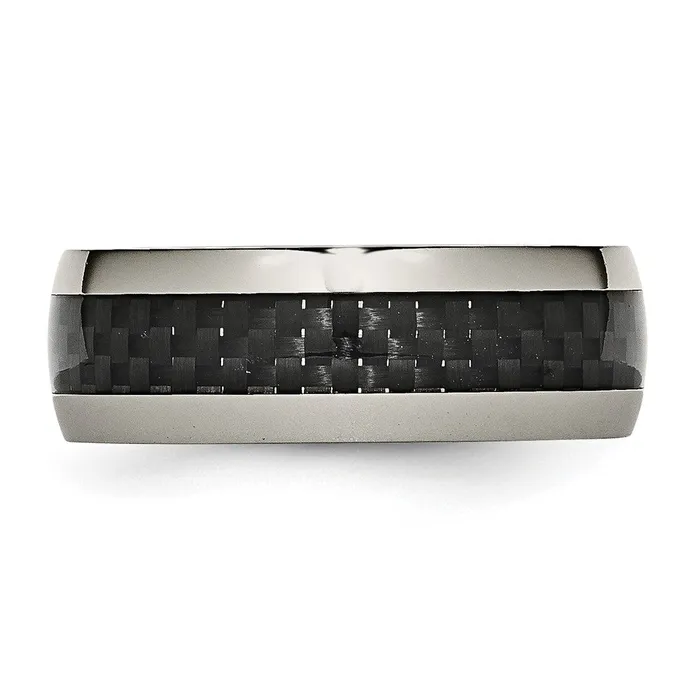Titanium Polished wBlack Carbon Fiber Inlay 8mm Band TreasureFineJewelers Rings