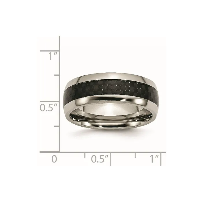 Titanium Polished wBlack Carbon Fiber Inlay 8mm Band TreasureFineJewelers Rings