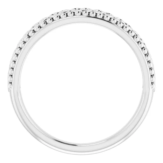 TreasureFineJeweler Platinum 04 CTW Natural Diamond Stackable Beaded Heart Ring Rings