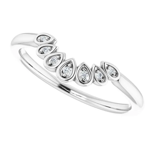 TreasureFineJeweler Rings 14K White 025 CTW Natural Diamond VintageInspired Contour Band