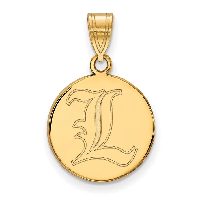 TreasureFineJewelers 10K Yellow Gold University of Louisville Medium Disc Pendant Necklaces