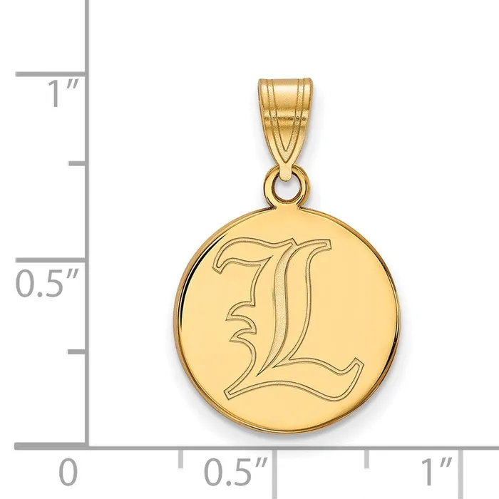 TreasureFineJewelers 10K Yellow Gold University of Louisville Medium Disc Pendant Necklaces