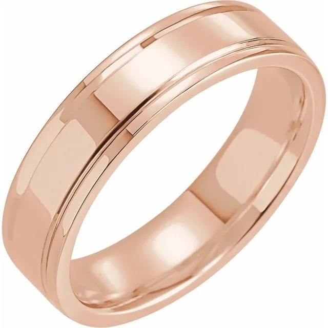 TreasureFineJewelers 14K Rose Gold 5 mm ComfortFit Grooved Band Rings
