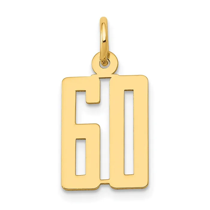 TreasureFineJewelers 14k Small Elongated Number 60 Charm Charm Necklaces