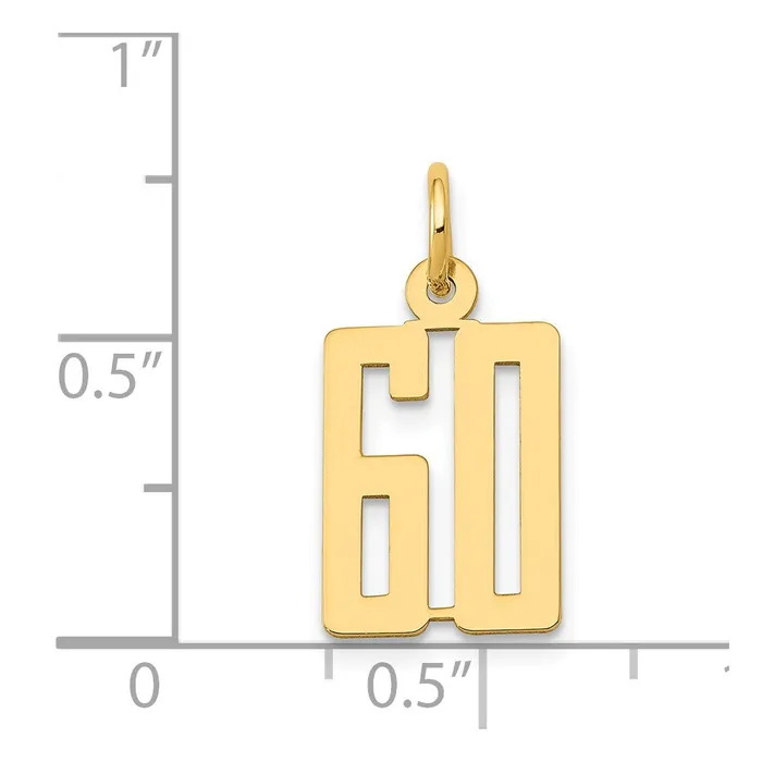 TreasureFineJewelers 14k Small Elongated Number 60 Charm Charm Necklaces