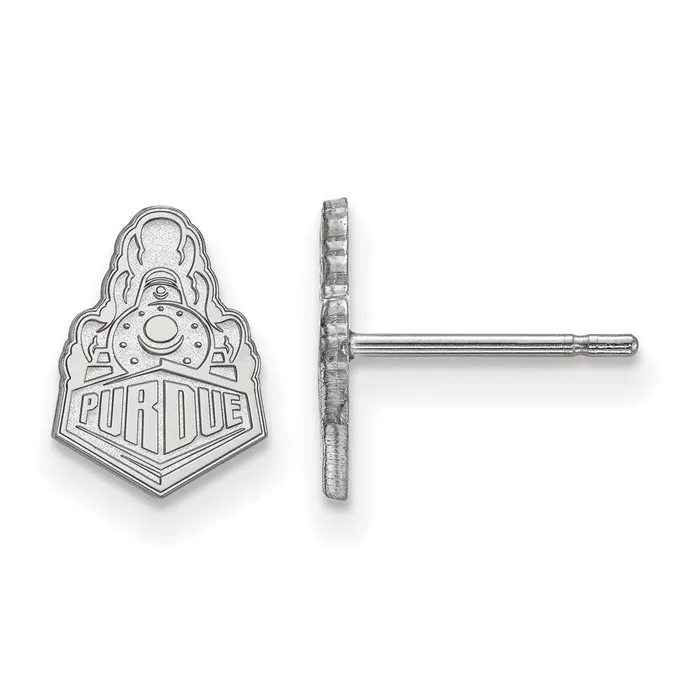 TreasureFineJewelers 14k White Gold Purdue University Boilermakers Train Logo Extra Small Post Earrings Earrings