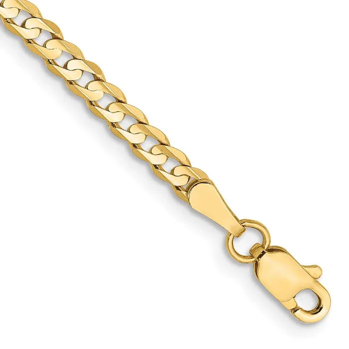TreasureFineJewelers Bracelets 14K 8 inch 3mm Open Concave Curb with Lobster Clasp Bracelet TreasureFineJewelers Bracelets 14K 8 inch 3mm Open Concave Curb with Lobster Clasp Bracelet