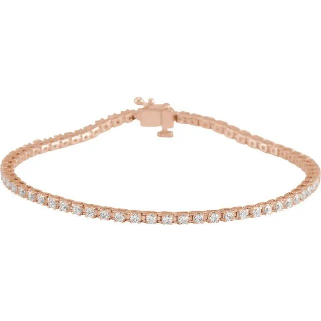 TreasureFineJewelers Bracelets 14K Rose Gold 2 CTW Natural Diamond Line 7 14 Bracelet TreasureFineJewelers Bracelets 14K Rose Gold 2 CTW Natural Diamond Line 7 14 Bracelet