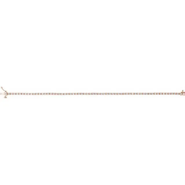 TreasureFineJewelers Bracelets 14K Rose Gold 2 CTW Natural Diamond Line 7 14 Bracelet