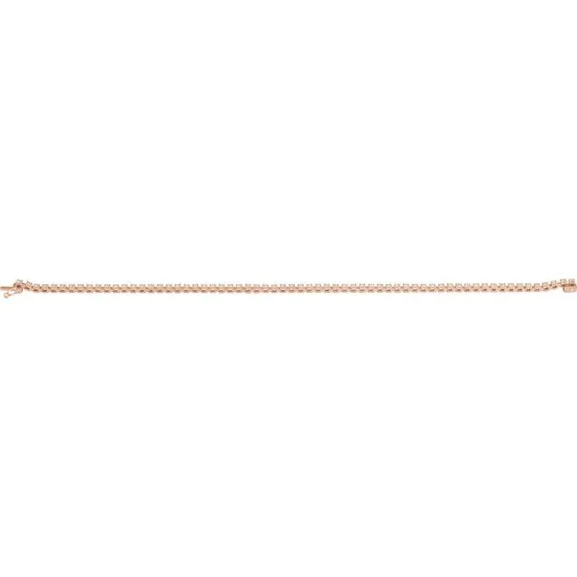 TreasureFineJewelers Bracelets 14K Rose Gold 2 CTW Natural Diamond Line 7 14 Bracelet