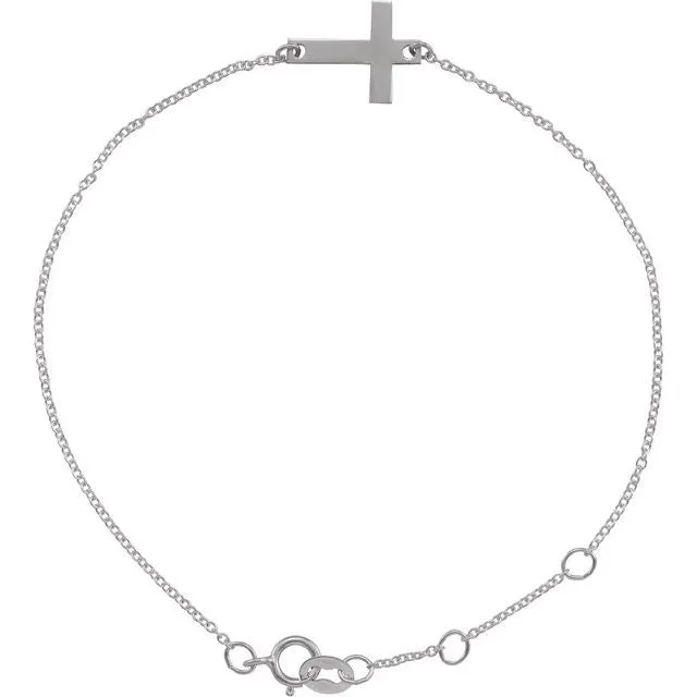 TreasureFineJewelers Bracelets 14K White Gold Cross 6 127 12 Bracelet