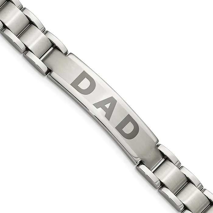 TreasureFineJewelers Bracelets Chisel Stainless Steel Brushed and Polished Lasered DAD 875 inch Bracelet