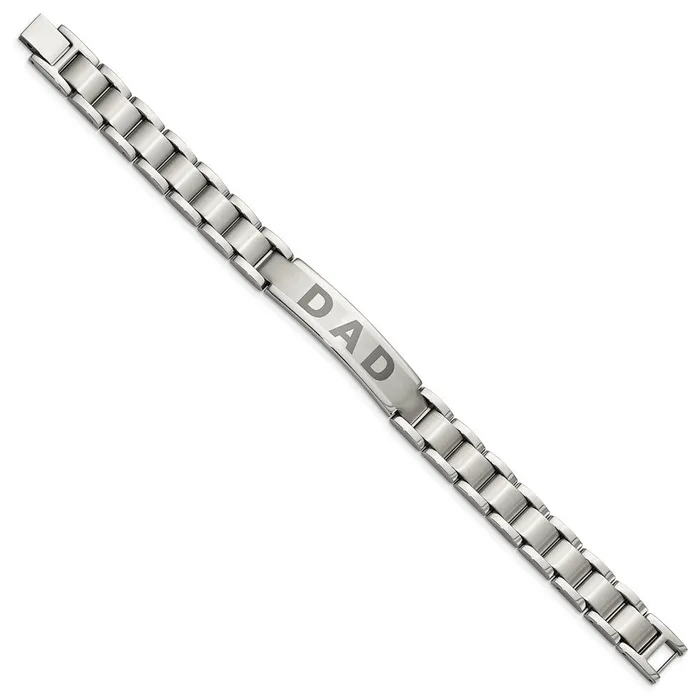 TreasureFineJewelers Bracelets Chisel Stainless Steel Brushed and Polished Lasered DAD 875 inch Bracelet