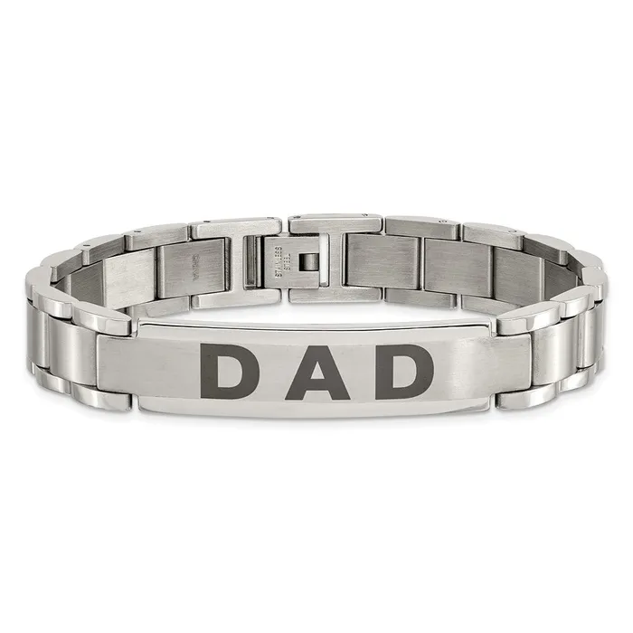 TreasureFineJewelers Bracelets Chisel Stainless Steel Brushed and Polished Lasered DAD 875 inch Bracelet