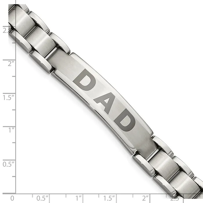 TreasureFineJewelers Bracelets Chisel Stainless Steel Brushed and Polished Lasered DAD 875 inch Bracelet
