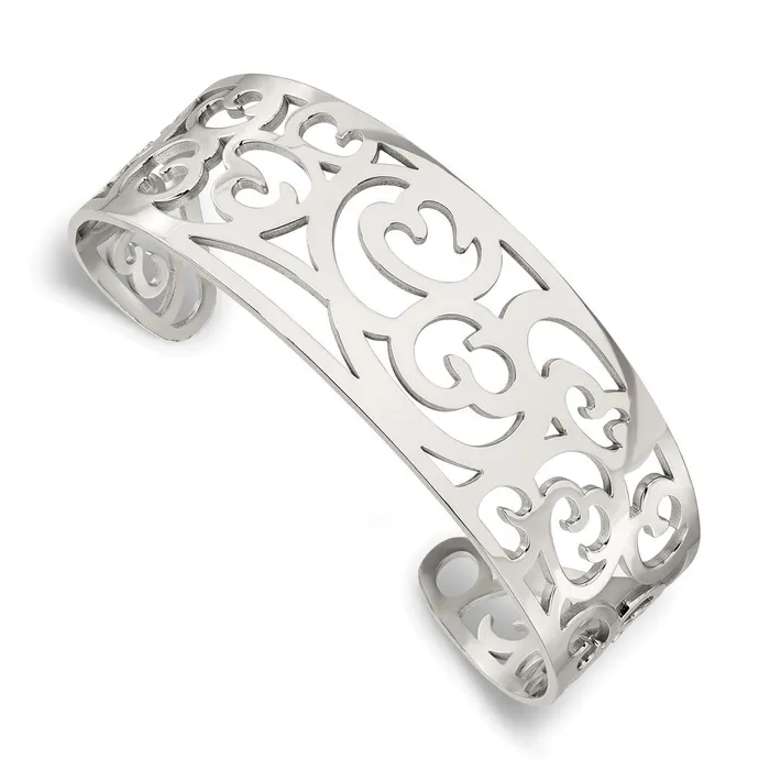 TreasureFineJewelers Bracelets Chisel Stainless Steel Polished Fancy Cuff Bracelet TreasureFineJewelers Bracelets Chisel Stainless Steel Polished Fancy Cuff Bracelet