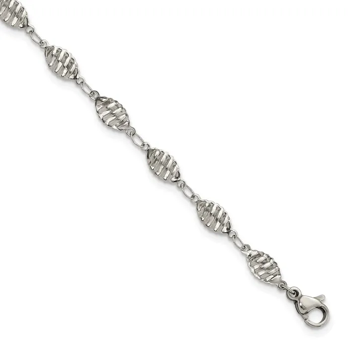 TreasureFineJewelers Bracelets Stainless Steel Polished 9in with 1in ext Anklet
