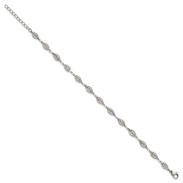 TreasureFineJewelers Bracelets Stainless Steel Polished 9in with 1in ext Anklet