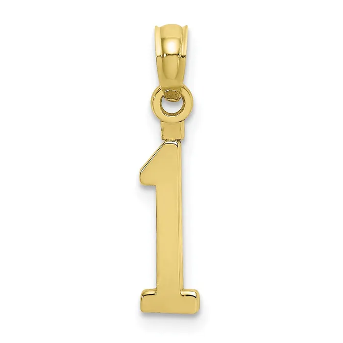 TreasureFineJewelers Charm Necklaces 10K Number 1 Block Charm