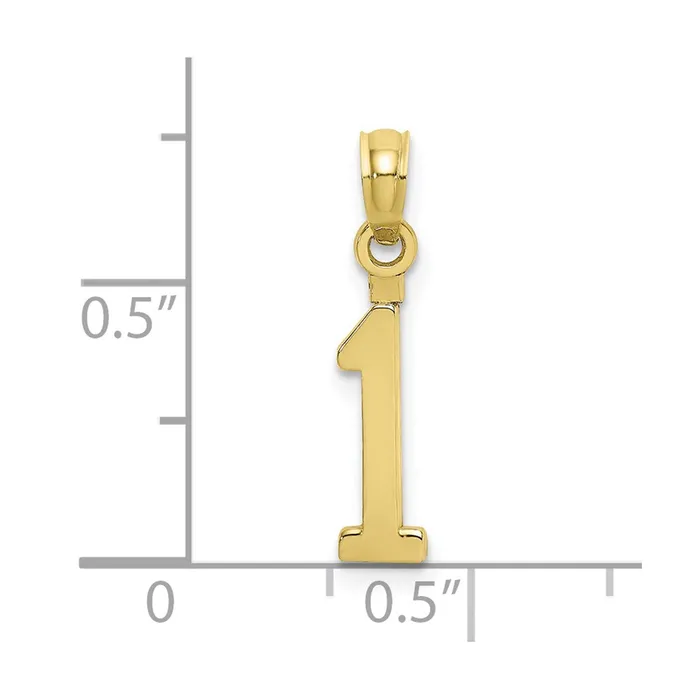 TreasureFineJewelers Charm Necklaces 10K Number 1 Block Charm
