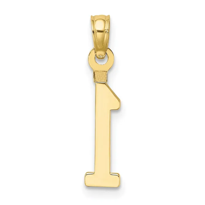 TreasureFineJewelers Charm Necklaces 10K Number 1 Block Charm