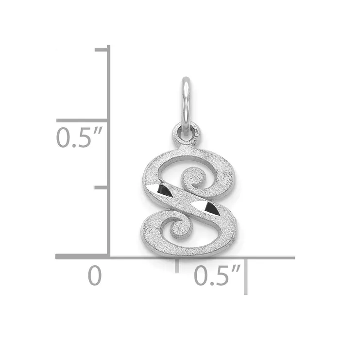 TreasureFineJewelers Charm Necklaces 10k White Gold Diamondcut Initial S Charm
