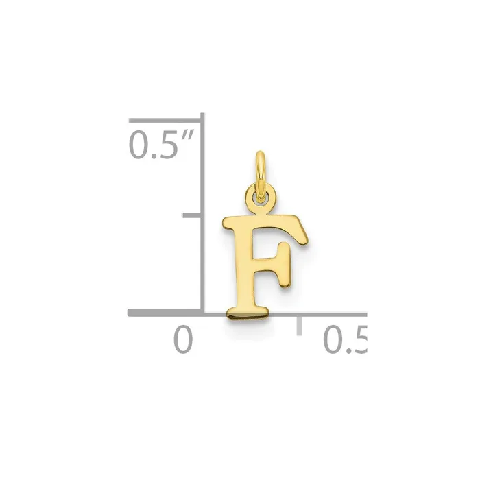 TreasureFineJewelers Charm Necklaces 10k Yellow Gold Cutout Letter F Initial Charm