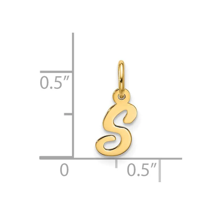 TreasureFineJewelers Charm Necklaces 10k Yellow Gold Small Script Initial S Charm