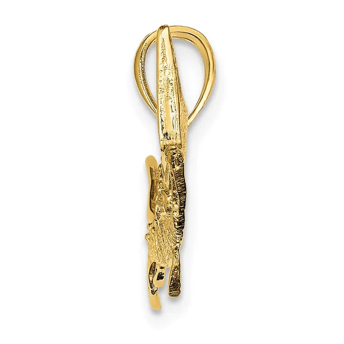 TreasureFineJewelers Charm Necklaces 14K 2D Textured Marlin Fish Charm