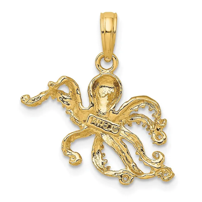 TreasureFineJewelers Charm Necklaces 14K Textured Octopus Charm