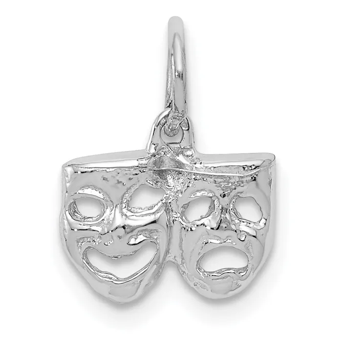 TreasureFineJewelers Charm Necklaces 14k White Gold Solid ComedyTragedy Charm