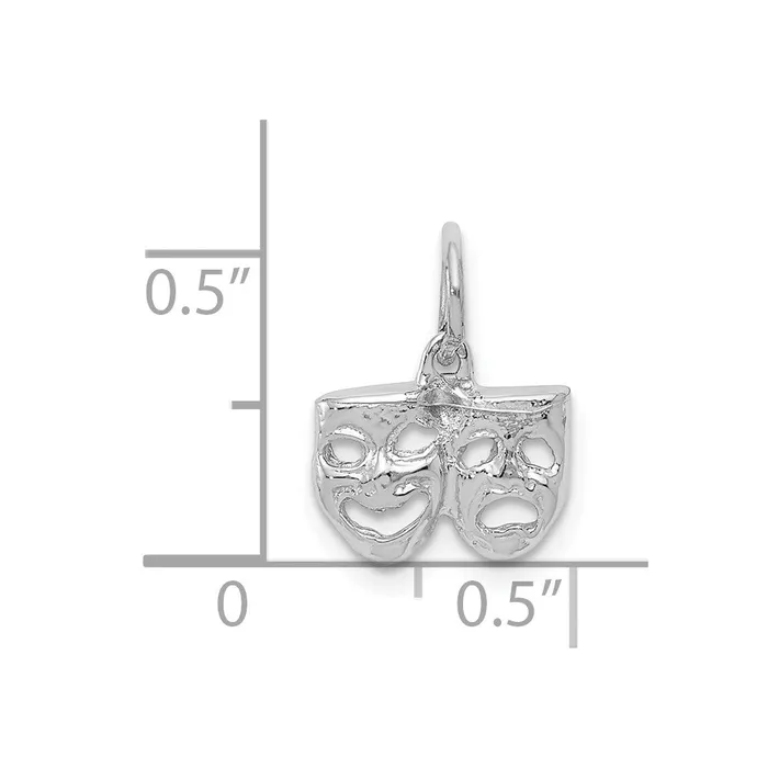 TreasureFineJewelers Charm Necklaces 14k White Gold Solid ComedyTragedy Charm