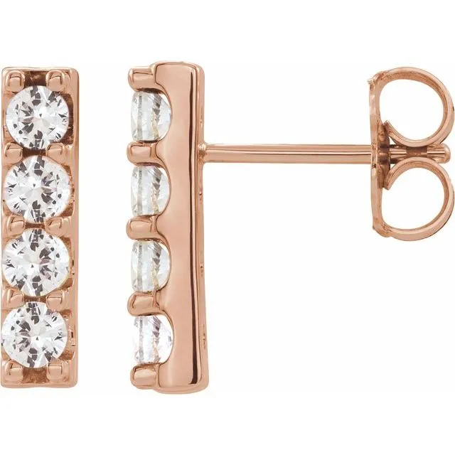 TreasureFineJewelers Earrings 14K Rose Gold 12 CTW LabGrown Diamond Bar Earrings