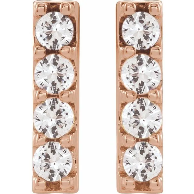 TreasureFineJewelers Earrings 14K Rose Gold 12 CTW LabGrown Diamond Bar Earrings