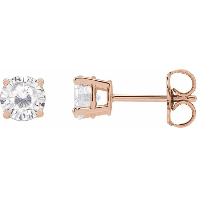 TreasureFineJewelers Earrings 14K Rose Gold 5 mm Stuller LabGrown Moissanite Stud Earrings with Friction Post