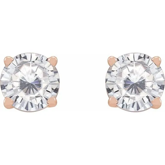 TreasureFineJewelers Earrings 14K Rose Gold 5 mm Stuller LabGrown Moissanite Stud Earrings with Friction Post